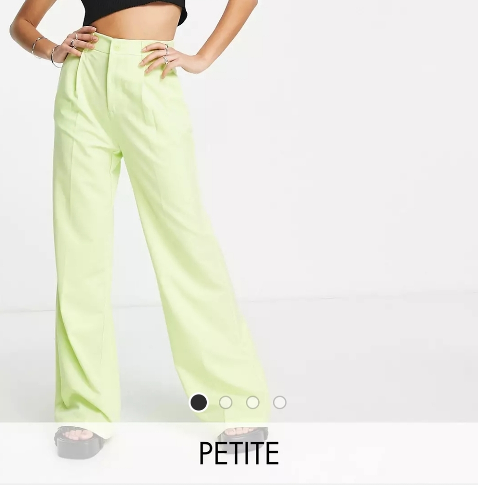 Bershka petite tailored pants in lime green
